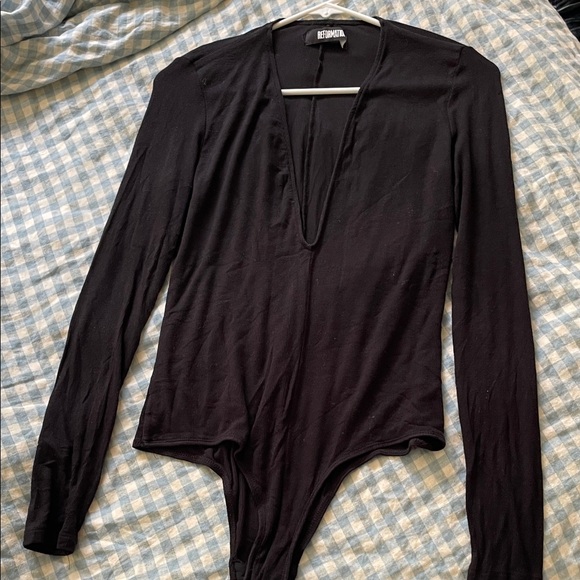Reformation Deep V Black Bodysuit - Picture 1 of 5